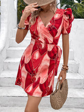 floral V-neck one piece dress