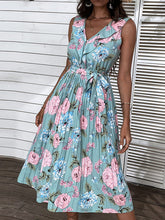 Beach Dress Blue Ruffle Flower Sling Dress