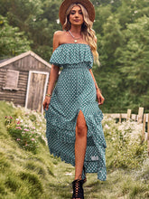 one-shoulder wave point slit sexy dress