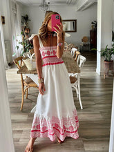 Tie Printed Sweet Elastic Bohemian Maxi Dress