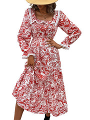 Ladies Long Sleeve Printed Dress