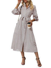 Ladies Long Sleeve Printed Dress