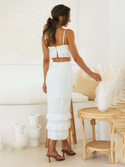 personalized suspender-fitting hip-hugging slim hem slit backless dress