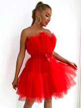 tube top style mesh temperament bow tutu skirt dress
