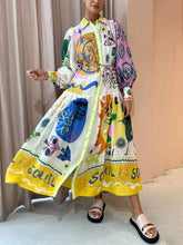 Ladies Print Positioning Cardigan Swing Long Sleeve Dress