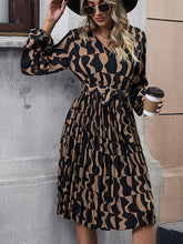 Elegant Printed Long Sleeve Dress Mid-Length