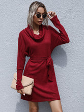 pile collar solid color bottoming knitted sweater dress with long sleeves