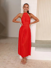 style fresh off-shoulder halterneck strappy personalized backless long dress