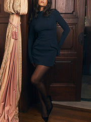 sexy hot girl hip-hugging skirt Elegant and slim long-sleeved dress