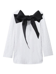 long-sleeved back bow sequined dress