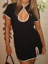 retro waist slim fit slit hip wrap dress