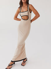 Backless hollow strapless long dress with hip covering