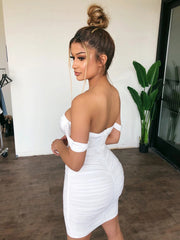 Sexy hip-hugging mesh dress with suspender neckline