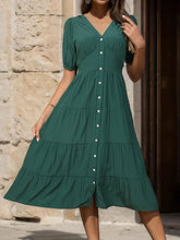 Ladies V-neck short-sleeved waist dress