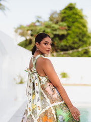 style halterneck fresh and sweet printed pattern dress