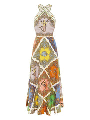 style halterneck fresh and sweet printed pattern dress