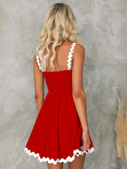 fresh and sweet solid color sexy suspender short dress