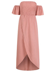 casual holiday irregular hem solid color wrap dress