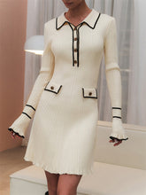 short French pitted skinny lapel dress