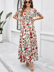 temperament casual printed waist dress