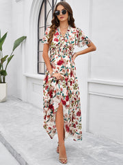 temperament casual printed waist dress