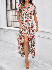 temperament casual printed waist dress