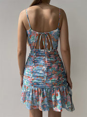 Ladies floral print hip strap dress