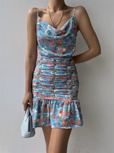 Ladies floral print hip strap dress