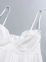 style lace splicing suspenders sexy low-cut slim A-line short dress