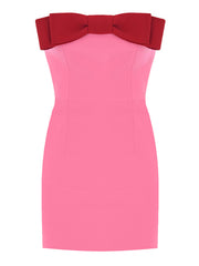 tube top bow decorated sexy backless double-layer slim hip-covering skirt birthday dress