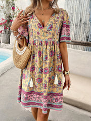 casual holiday printed short-sleeved dress