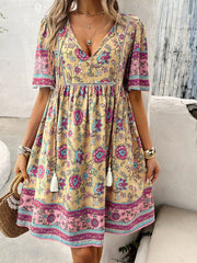 casual holiday printed short-sleeved dress