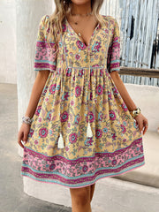 casual holiday printed short-sleeved dress