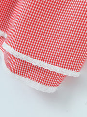 style lace plaid printed strappy suspender dress