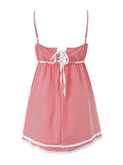 style lace plaid printed strappy suspender dress