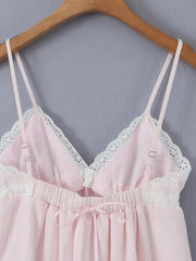 lace sexy lace sweet and pure French V-neck suspender short dress