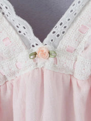 lace sexy lace sweet and pure French V-neck suspender short dress