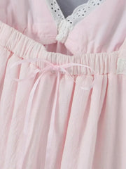 lace sexy lace sweet and pure French V-neck suspender short dress