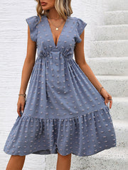 ruffle sleeve loose jacquard dress