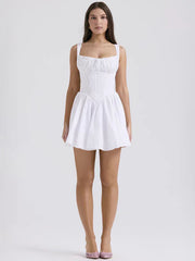 sexy and elegant floral print suspender waist dress