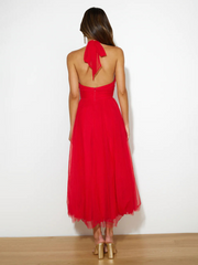 style halter neck mesh turtleneck dress