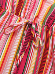 sleeveless lace splicing skirt foreign trade halterneck striped print dress