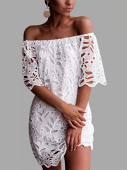 casual tube top one shoulder hollow dress