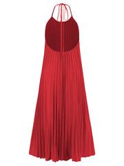 A-hem pleated beach vacation long dress