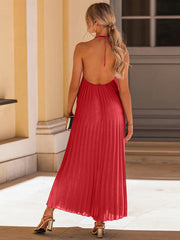 A-hem pleated beach vacation long dress