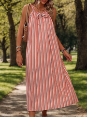 holiday striped loose suspender dress