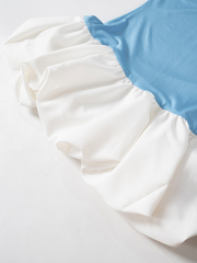 contrasting color simple tube top slim bud short dress