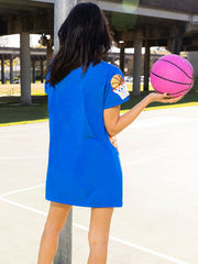 basketball sequined pullover short-sleeved multi-color T-shirt dress