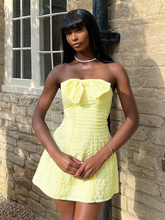 solid color bow tube top sexy slim short dress