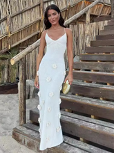 sexy sleeveless slim fit knitted embroidered suspender dress